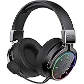 COOLV 2.4GHz Wireless Gaming Headset for PS5, PC, PS4 - RGB Light Gaming Headset, 60 HR Battery, 7.1 Surround Sound, Bluetooth 5.4 Gaming Headphones with Mic