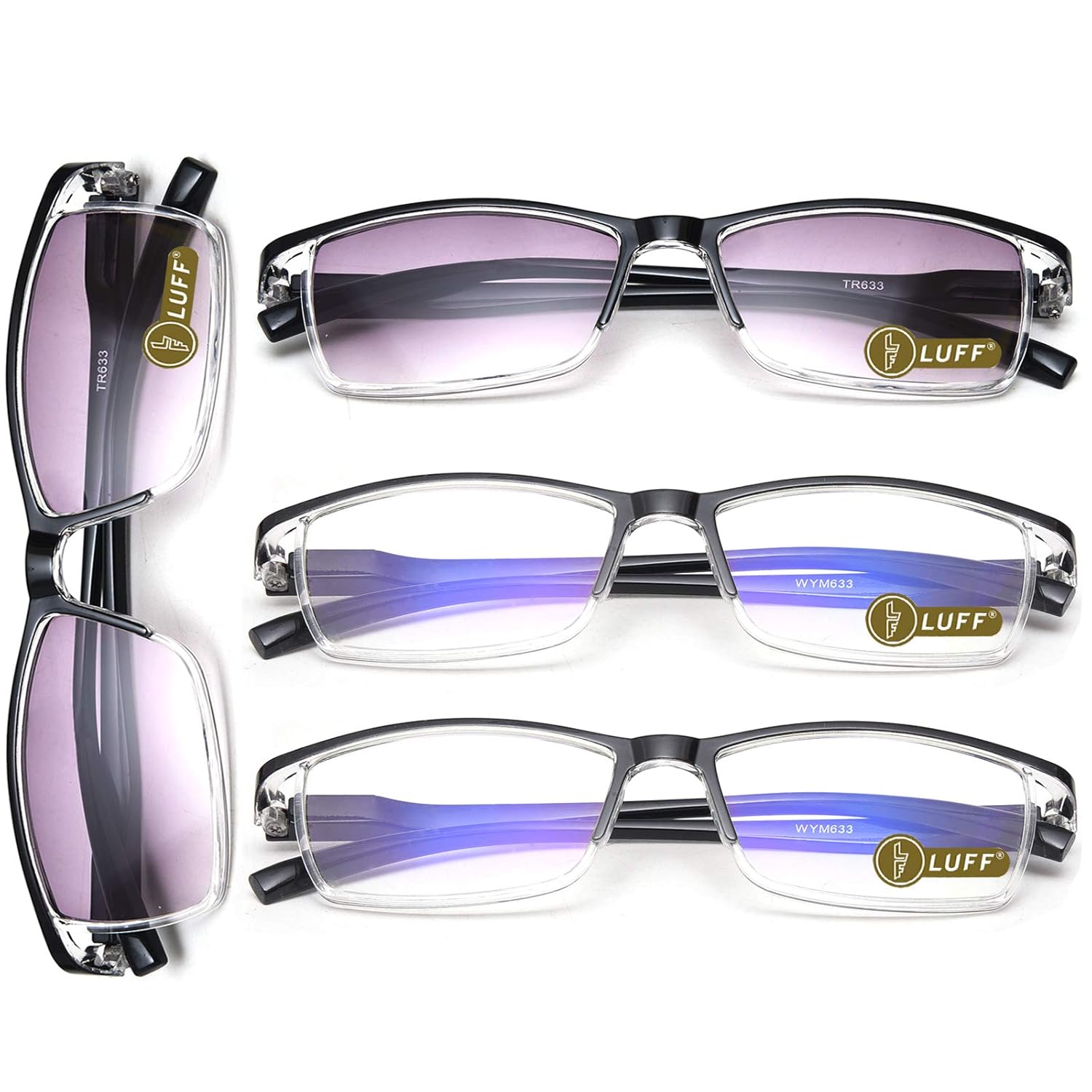 Buy Luff 4pairs Reading Glasses Lightweight Computer Eyeglasses Gray