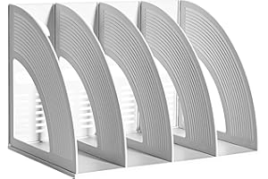 SAYEEC File Holder Storage Folder 4 Compartment Standing Desktop Hollow Organizer Files Shelf Frame Thicken Plastic Paper Notebook Magazine Bookstore for Office School Home Supplier Students