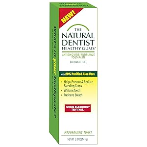 The Natural Dentist Healthy Gums Antigingivitis / Antiplaque SLS-Free Toothpaste with Aloe Vera, Peppermint Twist, 5 Ounce Tube