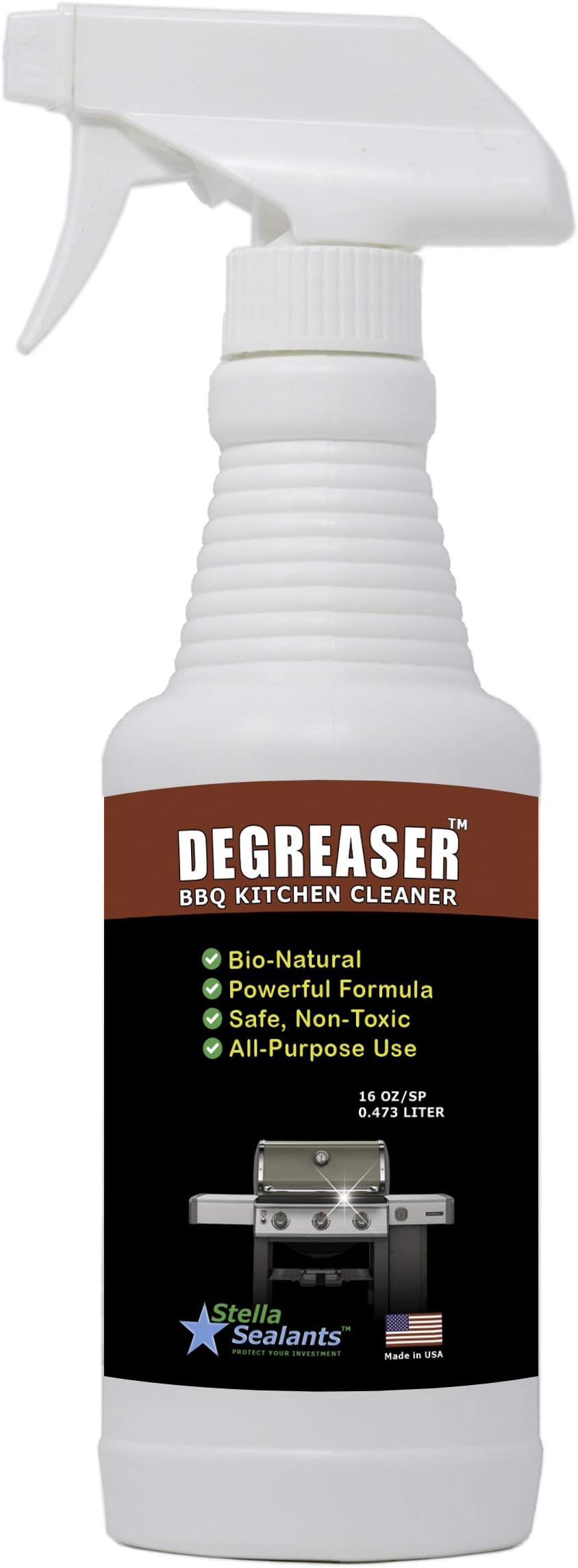 Degreaser - All-Purpose Heavy Duty Bio-Natural Unscented Cleaner Safe for BBQ Griller Kitchen Appliances Countertop Cabinets Shower Garage Driveway and Automotive (16oz)