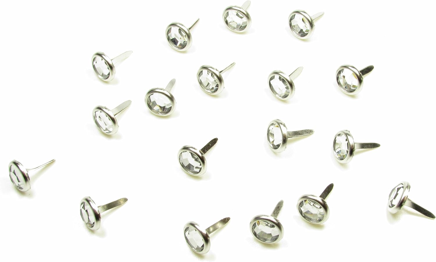 Syntego Brads for Crafts & Scrapbooking Clear Round Crystal Brads 8mm Silver Pack of Approx 100 - Image 3