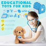 Sanlebi Doctors Set for Kids Vet Kit with Plush Dog Blue 25Pcs view 3