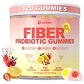 10g Fiber Gummies for Adults &amp; Women Sugar Free High Fiber Supplement | with Probiotics, Super Greens &amp; Digestive Enzymes, Supports Gut Health, Energy &amp; Regularity, Vegan, 120 Count