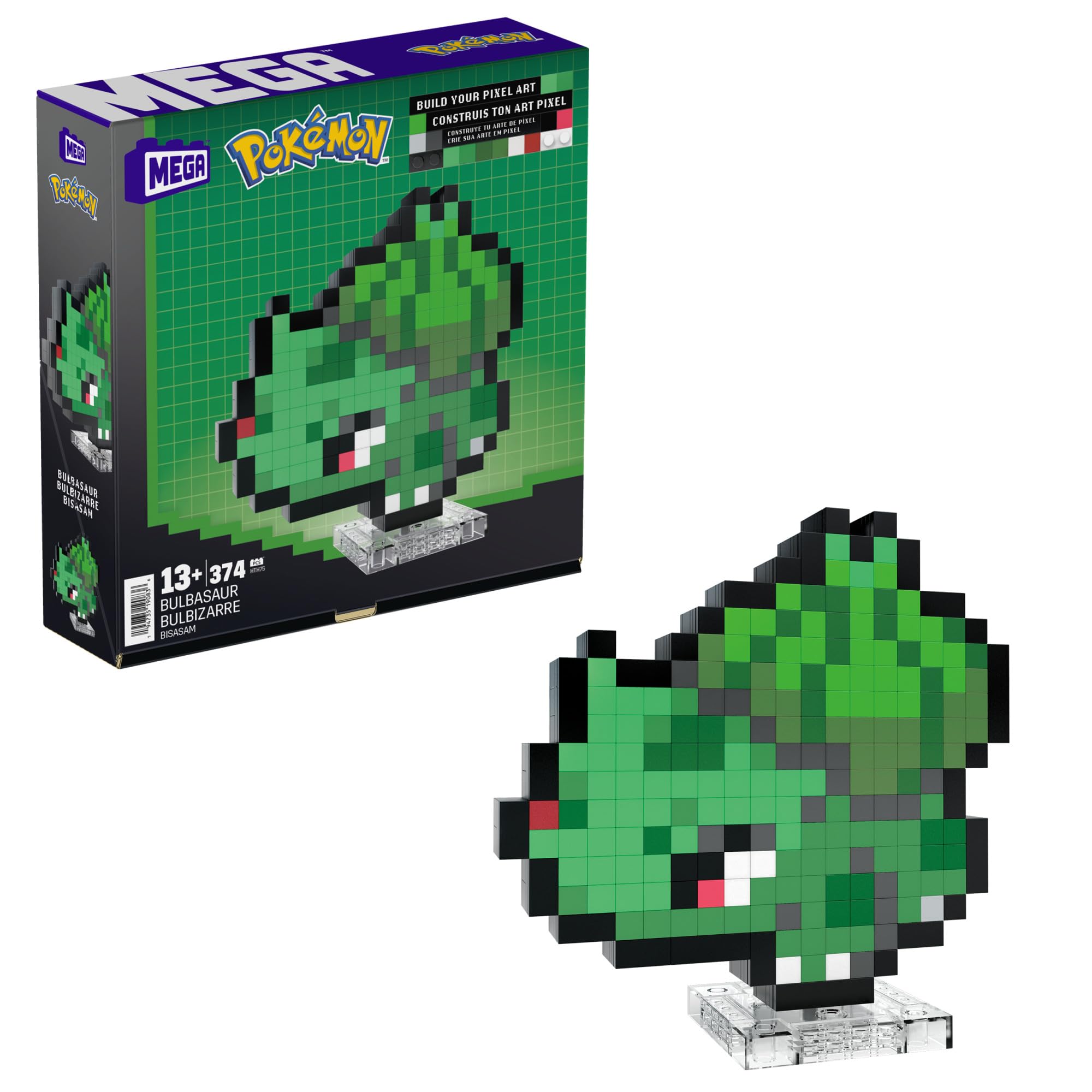 MEGA Pokémon Action Figure Building Set, Bulbasaur with 374 Pieces and Pixel Retro Style, for Table or Wall Decor, Build & Display Toy for Collectors, HTH75 — image 1