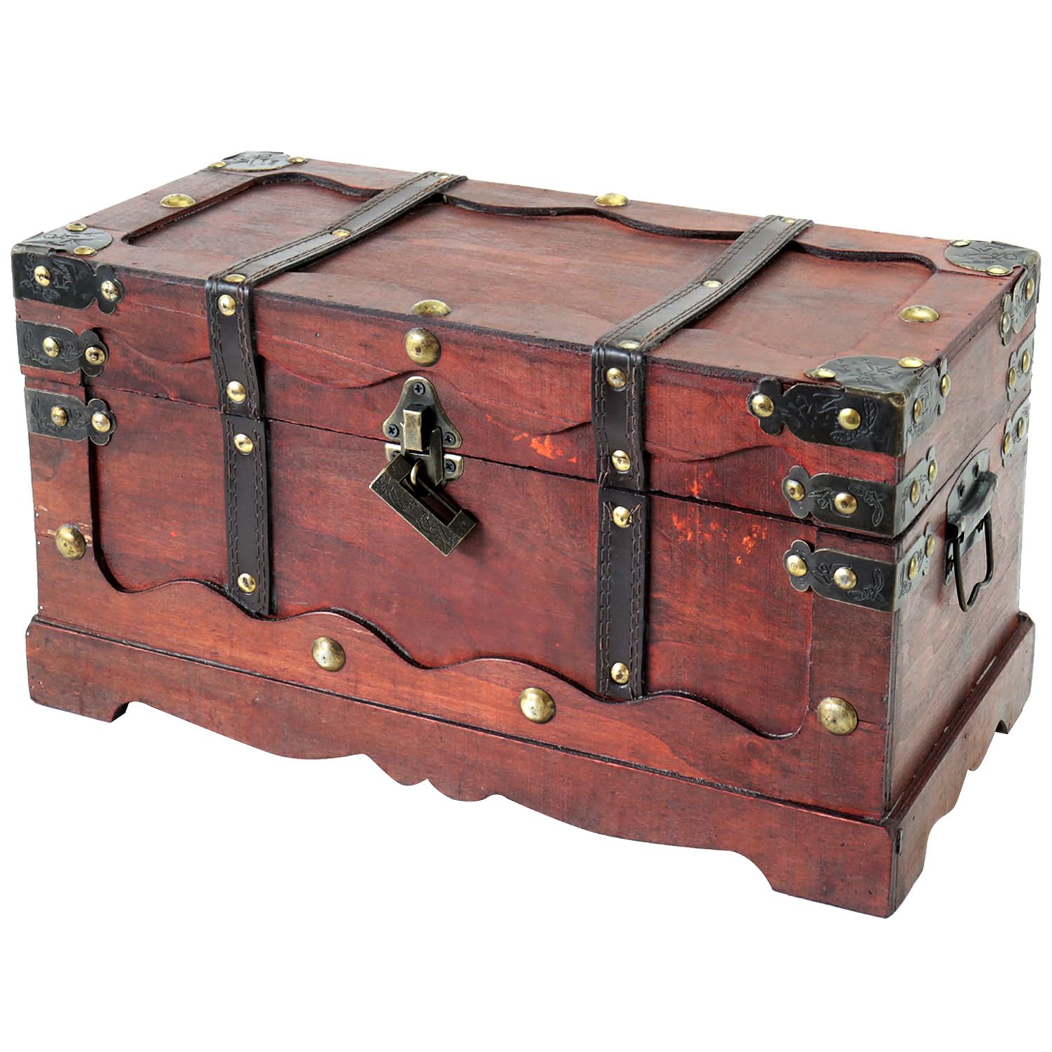 HMF Wooden Treasure Chest, Large Treasure Box with Decorative Lock for Children’s Birthday Party | 40 x 19 x 22 cm | France