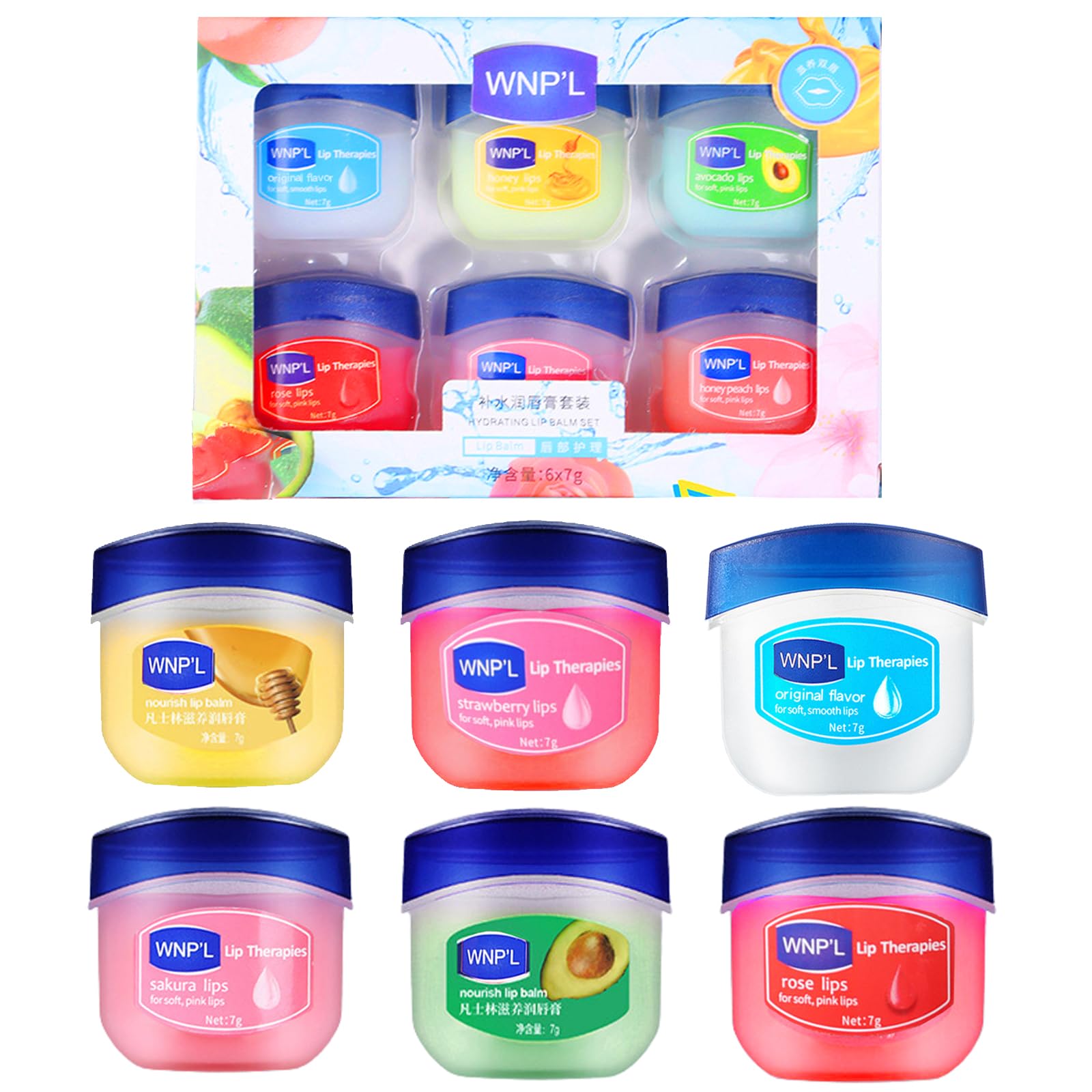 Lip Balm Set- 6 PCS Lip Mask Lip Balms Multipack Lip Moisturizer For Very Dry Lips Lip Repair Sleeping Lip Mask For Day&Night Lip Care, Dark Lip Color Reduce Lip Lines&Wrinkle (6PCS)