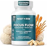 Nootropic Brain Supplement with Lion’s Mane Mushroom, Cordyceps & Rhodiola Rosea Extract - Focus and Energy Supplement, Adaptogen for Brain Health, Mental Clarity, Memory & Mood Support - 60 Capsules