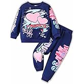 Arlubiya Kids Toddler Girl Clothes Heart Letter Print Long-sleeved round collar top+Letter Print Pants Outfits Set