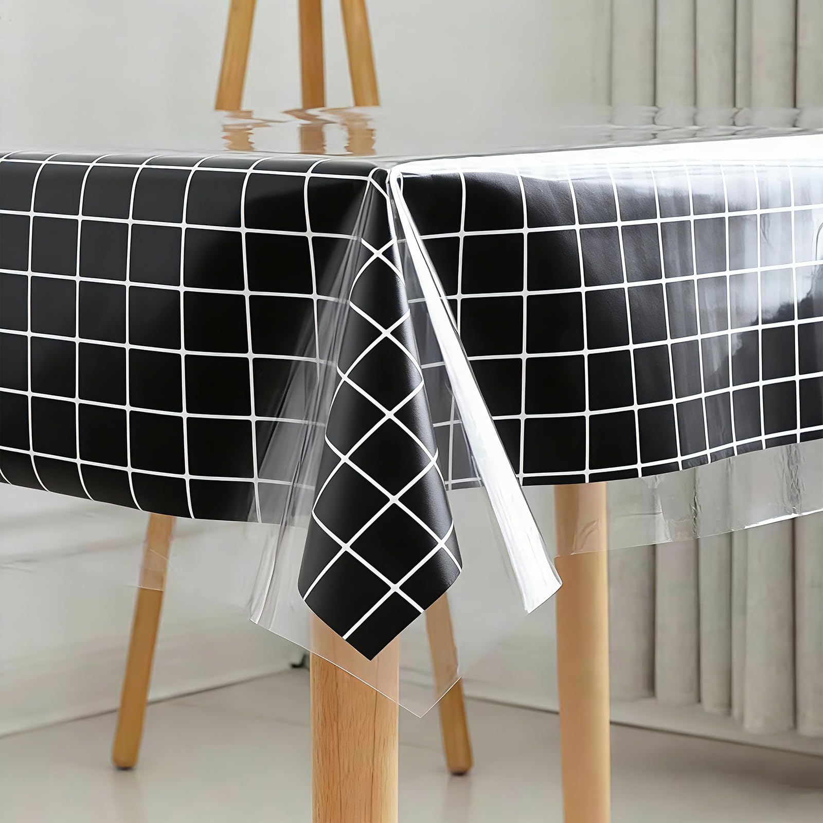 Tayuvira PVC Transparent Tablecloth, 0.13 mm Tablecloth, Washable, Waterproof, Greaseproof, Table Protector, Transparent Plastic Tablecloth for Outdoor Picnic (140 x 60 cm)