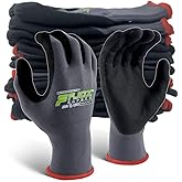 FJDZ SAFETY Work Gloves MicroFoam Nitrile Coated,12 Pairs Ultra-light Breathable Touchscreen Seamless Knit Nylon Glove