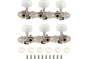 Metallor Guitar String Tuning Pegs Machine Heads Tuning Keys Tuners Double Hole for Folk Acoustic Guitar 3L 3R Chrome.