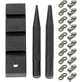 3PCS Pocket Chainsaw Breaker Kit with 10-Set 3/8" Master Link Repair Straps | Chain Breaker, Rivet Tool &amp; Base + 10 Preset 3/8" Joiners for 0.050/0.058" Chains &ndash; Compatible with STIHL &amp; Oregon Saws