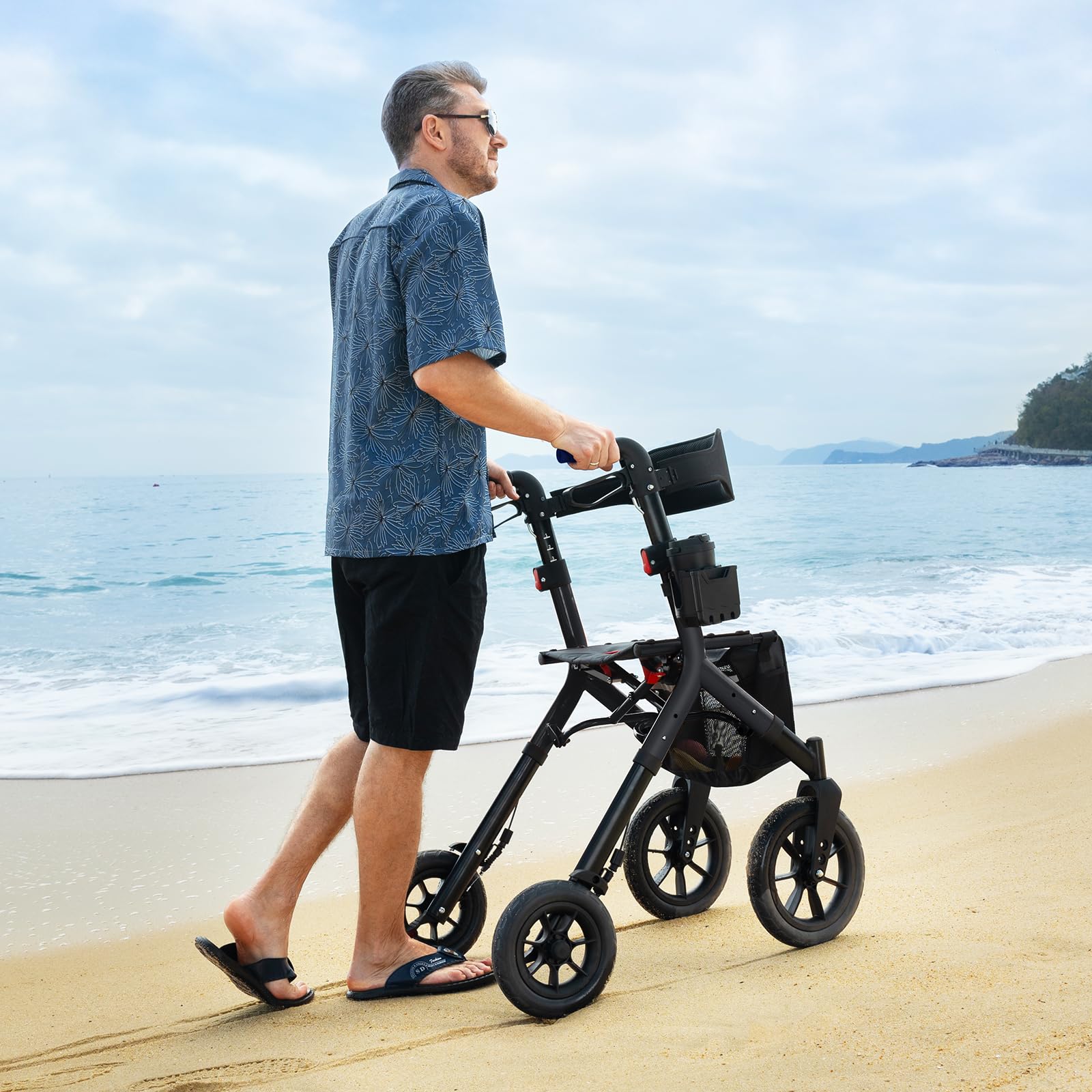Rollator Walker with Seat, Tall Walkers for Seniors, 12