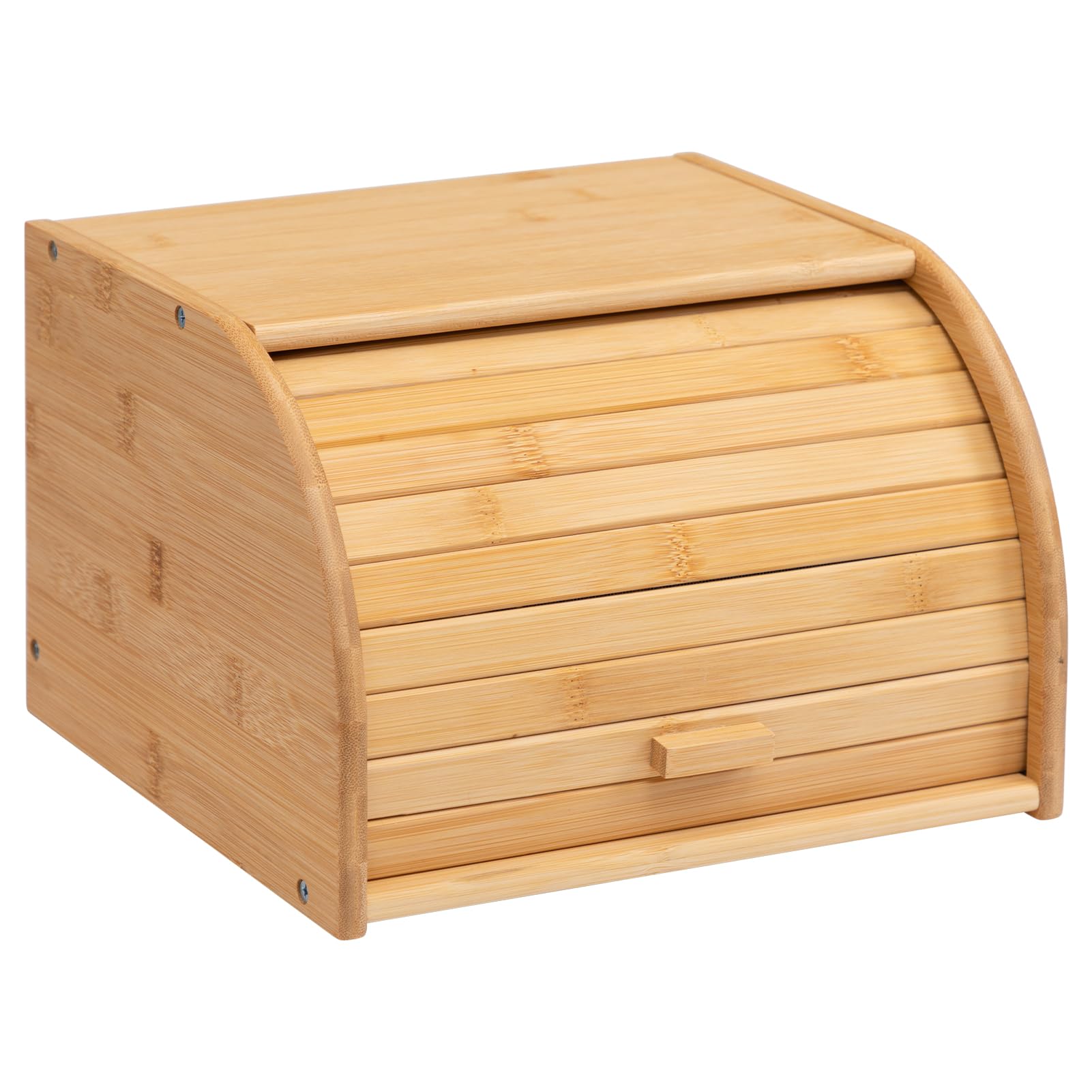 HollyHOME Natural Bamboo Bread Bins for Kitchen, Bread Storage Containers, Countertop Roll Top Lid Breadbin, Natural
