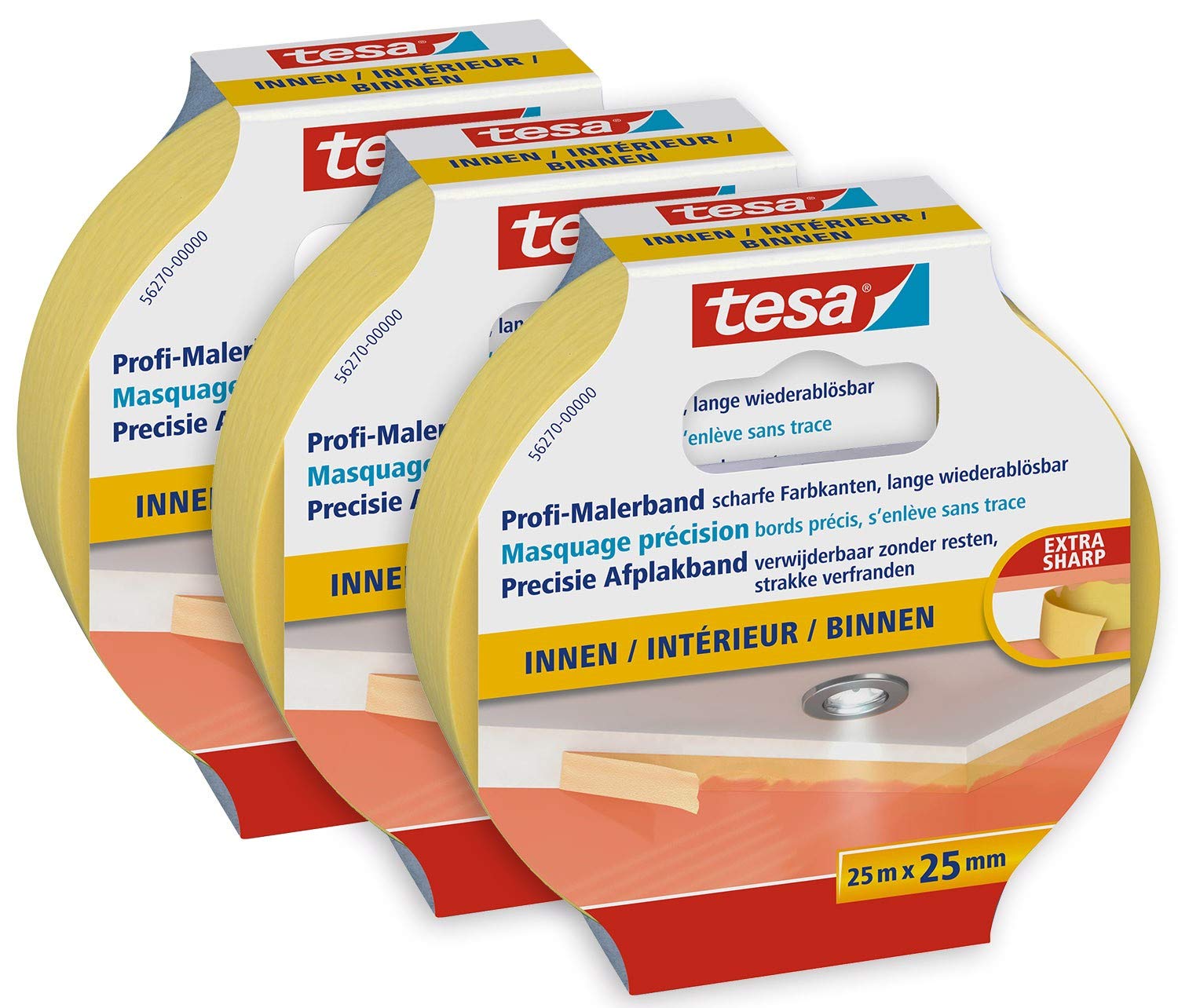 tesa Masking Tape Professional, Painter's tape made of thin Washi paper for particularly precise masking during painting work