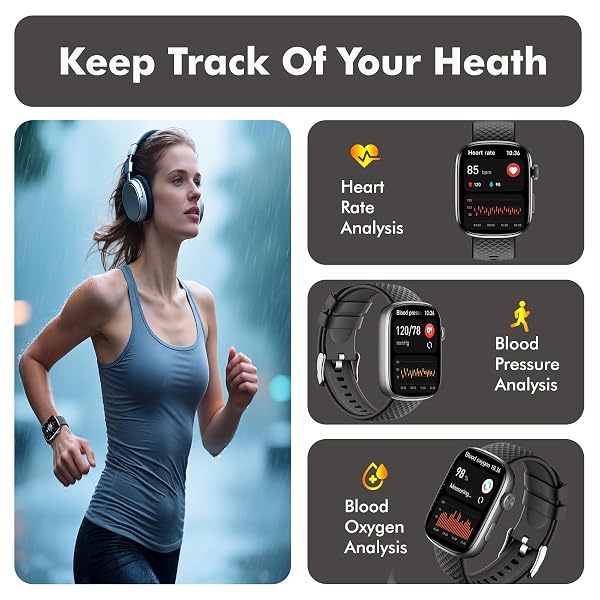 YMS SMART WATCH FOR WOMEN MEN – (ANSWER/MAKE CALLS) COMPATIBLE WITH IOS/ANDROID PHONES, 3ATM WATERPROOF, HEART RATE, SLEEP, PRESSURE, STEPS MONITOR, 100+ SPORTS TRACKERS, BLACK