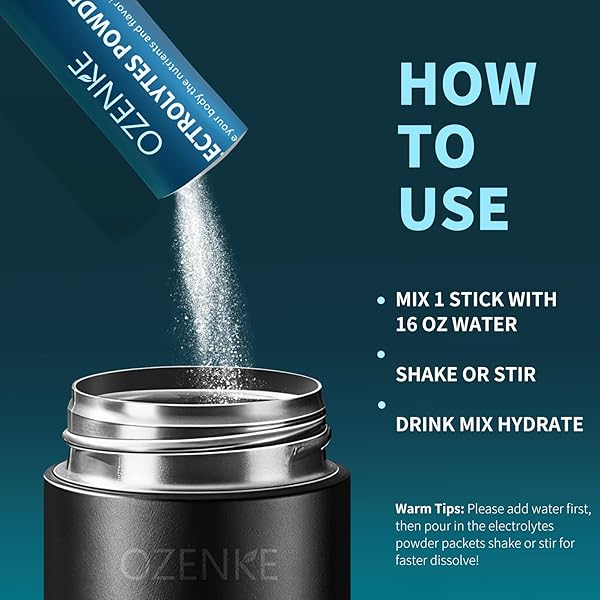 OZENKE ELECTROLYTES POWDER PACKETS, HYDRATION PACKETS, ELECTROLYTES POWDER NO SUGAR, PORTABLE ELECTROLYTE DRINK MIX FOR RAPID HYDRATION, SUGAR FREE & LOW SODIUM | 0 CALORIE | 7 FLAVORS | 20 STICKS