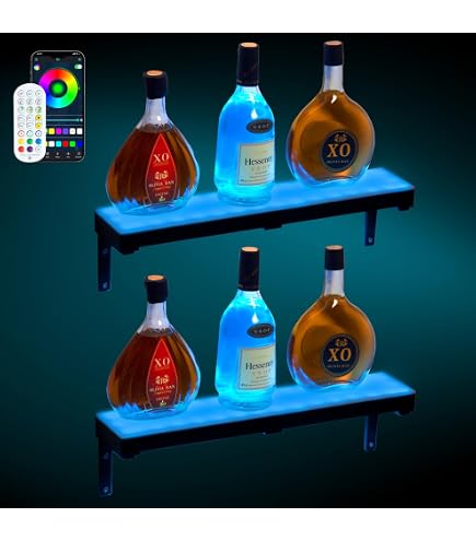 Phones Led Wine Rack Shelves For Bar 2 Tier LED Lighted Liquor Display Shelf - 32
