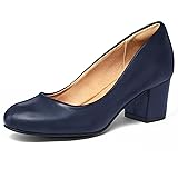 mysoft Women's Pumps Low Chunky Block Heel Round
