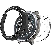 Metal Case for Amazfit Balance 2 47mm Smartwatch, 2 in 1 Alloy Frame Bezel & Clear PC Back Cover with Cleaning Cloth Accessories, Rugged Shockproof Protector for Balance 2 47mm Men Women (Black)