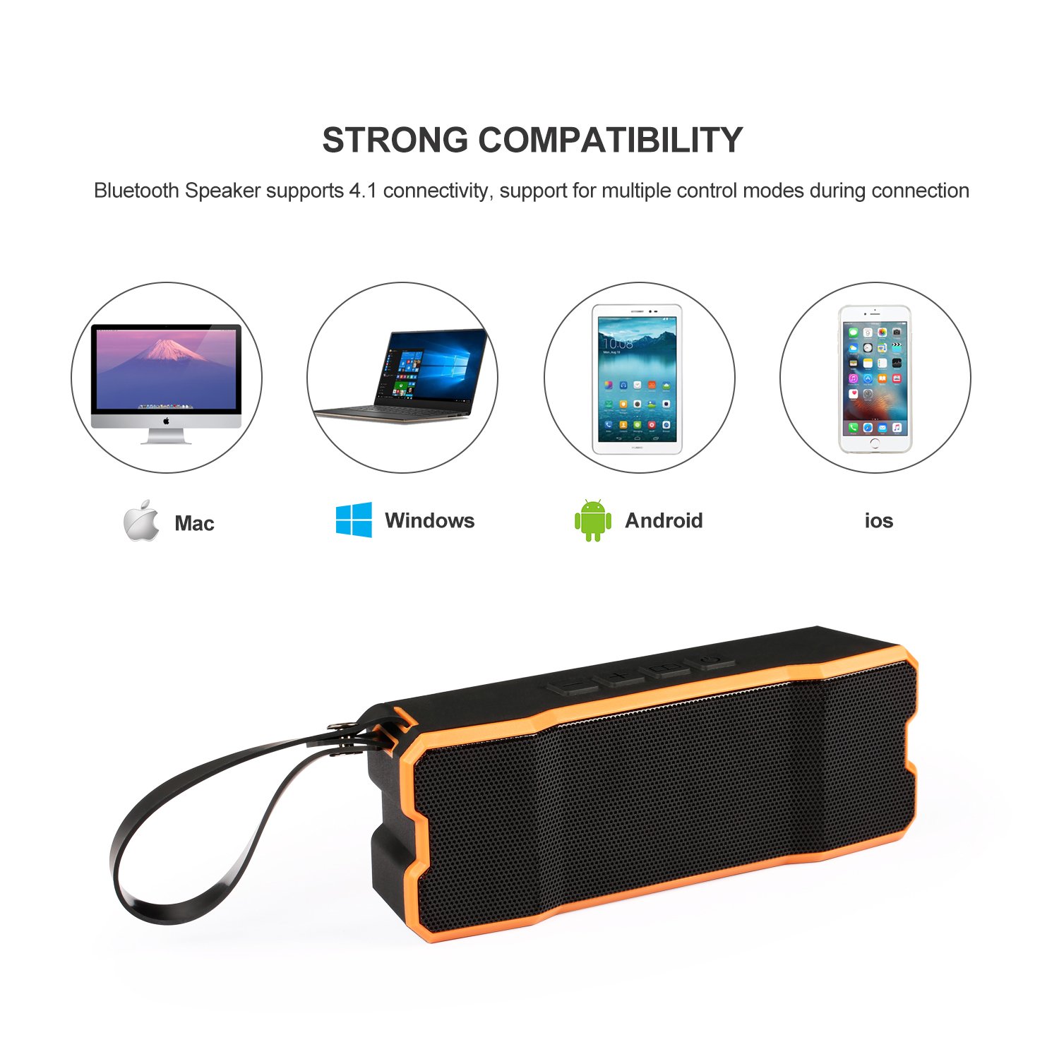 Bluetooth Waterproof Speakers, Fivanus Waterproof Portable Wireless Speakers Outdoor/Indoor Dustproof Shockproof Speakers Dual Enhanced Bass Driver(Low Harmonic Distortion and Superior Sound) (w/ Hands-Free Calling up to 30 Hrs Playtime)