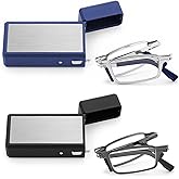Riwissipa Portable Foldable Blue Light Blocking Reading Glasses Folding Ultra Thin Glasses with Case for Men Women Readers
