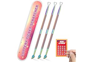 NITARU 3PCS Lottery Ticket Scratcher Tool, Metal Lottery Scratcher Tool, Lotto Scratcher Label Scraper for Lottery Ticket, Multi-Use Scraping Tool for Tickets Stickers Labels Films, Scratch Off Tool