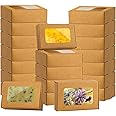 RYKOMO 40 PCS Soap Boxes for Homemade 3.55 x 2.4 x 1.2 Inch Small Soap Paper Box Mini Kraft Treat Box with Window for Homemade Soap Packaging Boxes Supplies