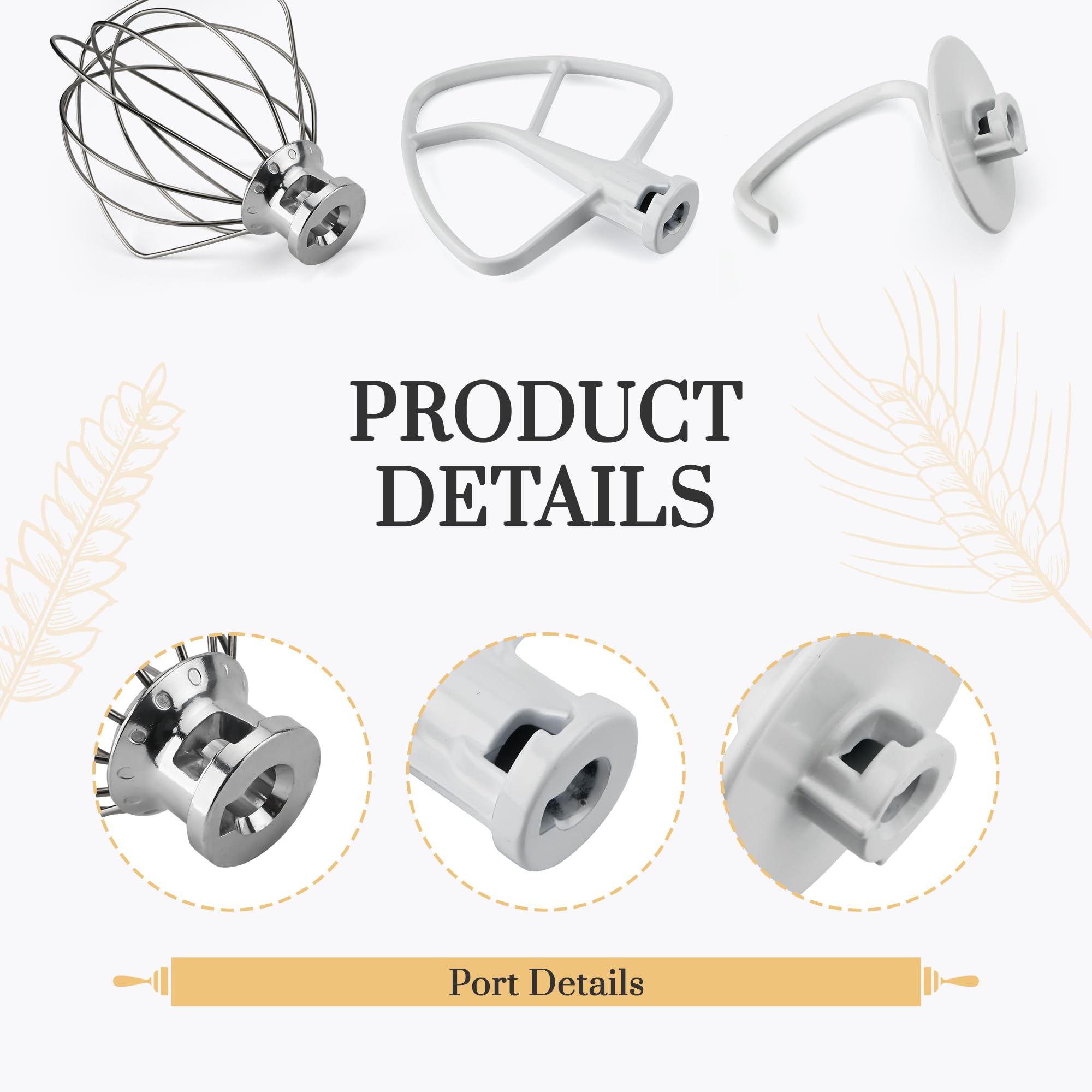 [2025 NEW] Stainless Steel K45DH Coated Anti-Stick Dough Hook & K45WW Wire Whip & K45B Coated Flat Beater Stand Mixer Accessories For Kitchen Tilt-Head Aid Stand Mixer by puxyblue