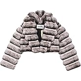 DLNYC - Luxury Chinchilla Faux Fur Jacket for Women, Cropped Puffer Style, Puffer Style, Women's Winter Outerwear