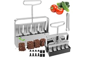 2-Pack Soil Block Maker Set - 4 Cell/20 Cell Seed Starter Kit with Clip | Hand Rust-Proof Soil Blocker Tool for Seedlings, Cu