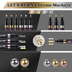 LET'S RESIN 6Pcs Mirror Chrome Markers,3 Sizes