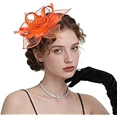 Pretty Jolly Fascinators Hats for Women Tea Party Hat Feather Headwear with Veils for Wedding & Garden Party