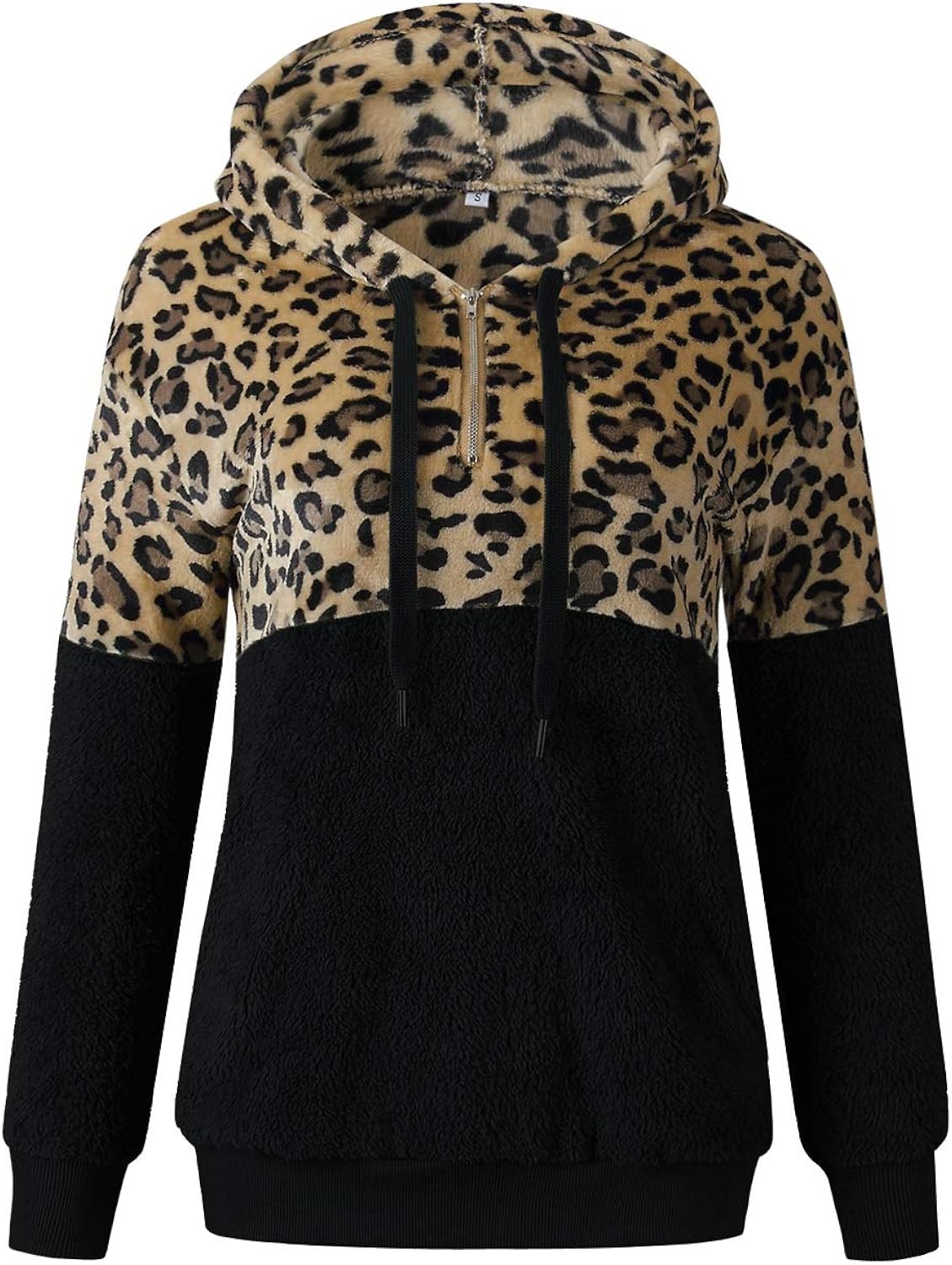FUPHINE Womens Leopard Sherpa Pullover Hoodie with Pockets Warm Fuzzy Fleece Sweatshirt Fluffy Coat Outwear at  Women’s Clothing store