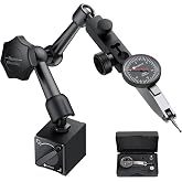 Neoteck 0.03"/0.0005" Dial Test Indicator and 90lbs/40kg Magnetic Base Set | Test Indicator Set with 2 Steel Dovetail Clamps,3/8" and 5/32" Mounts,2 Adjustable Arm for Machine Setup,Narrow Spaces-Black