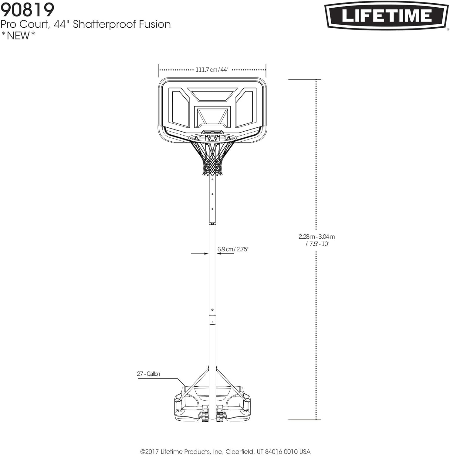 LIFETIME UnisexYouth Adjustable Portable Basketball Hoop (44Inch