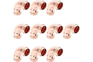 Cherbo Copper Press Fittings 90 degree Elbow Copper Coupling Zero Lead PxP 1/2 inch x 1/2 inch for Residential Commercial 10-Pack