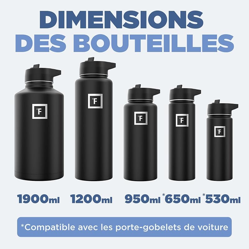 Gourde Isotherme avec Paille - 650/950/1200/1800 ml - Inox Étanche Bouteille d'eau Isotherme à Double Paroi Sans BPA - Sport Gym Voyage Enfant — photo 6 sur 6