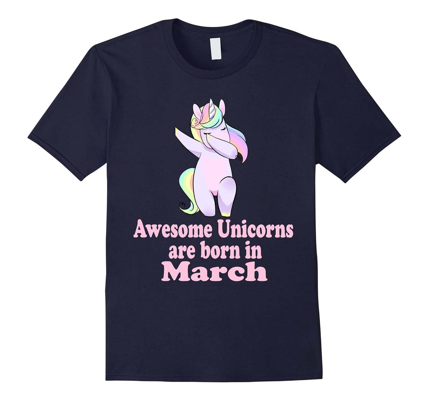 Awesome Unicorns Born in March T-Shirt Cute Tee-ANZ