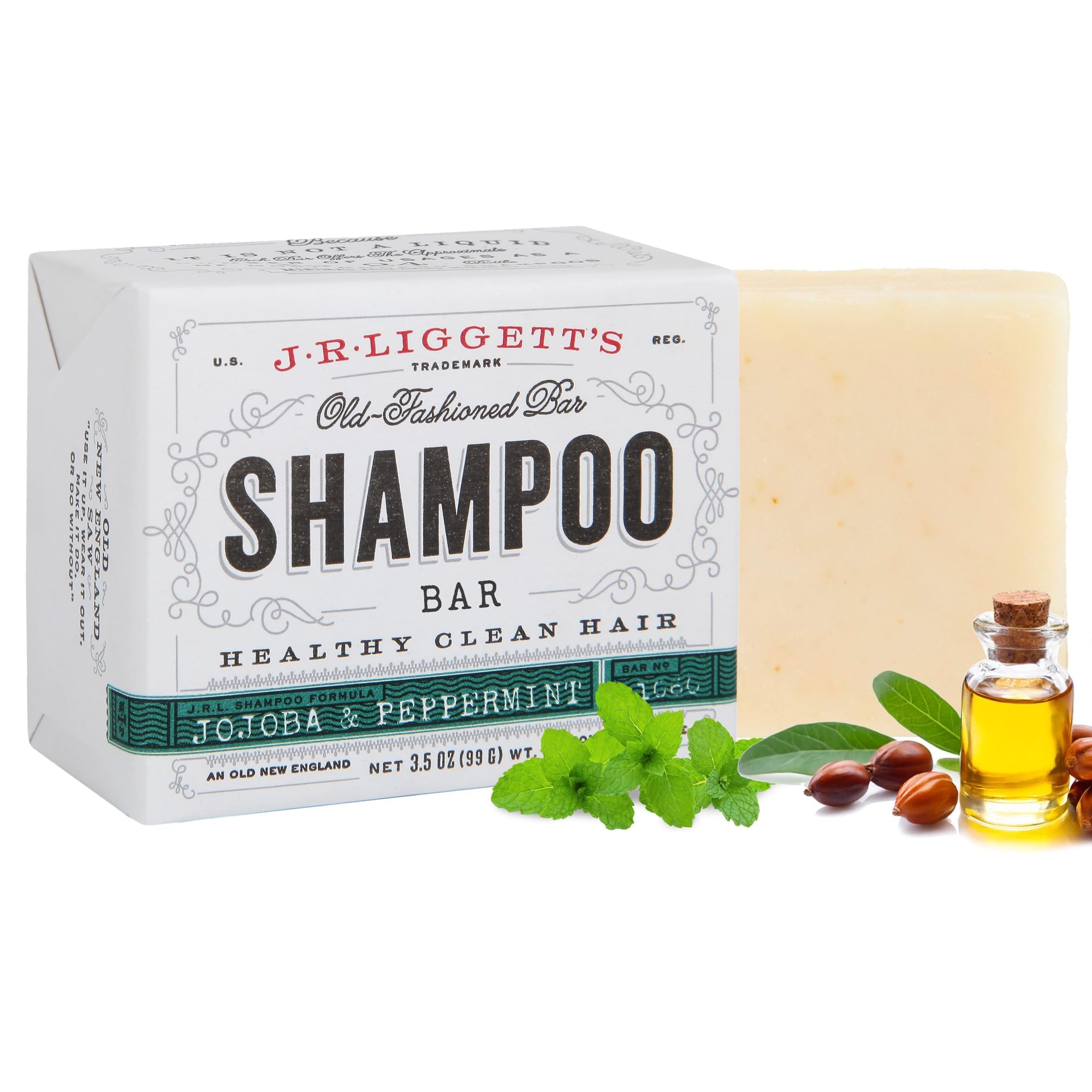 J.R. Liggett Bar Shampoo, Jojoba and Peppermint, 3.5 Ounce