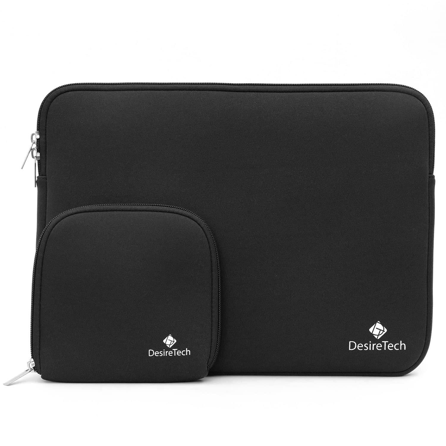 Laptop Sleeve Case with Small Accessory Bag – Apple MacBook Pro, Air, Microsoft Surface, Chromebook and Notebook Computer Compatible – Highly Water Repellent Soft Plush Inner Protector Cover (Black)