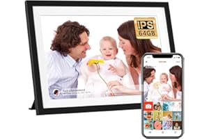 WDYQJE 10.1 Inch Digital Picture Frame WiFi, Frameo Digital Picture Frame, Smart Cloud Electronic Picture Frame with 64GB Storage, Easy Load from Phone and Setup to Share Photos/Videos via Frameo