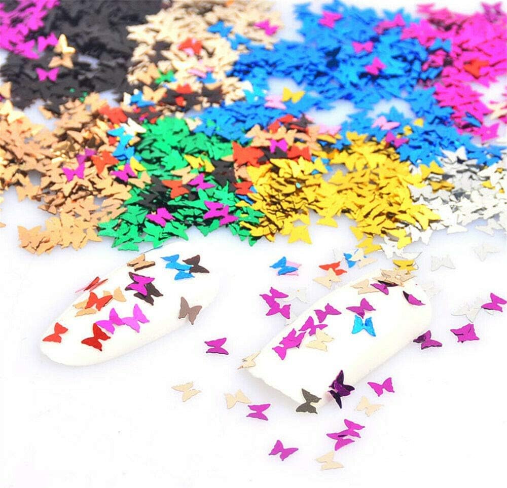 3D Butterfly Nail Glitter Nail Sequin (10G) Butterfly Nail Flake Holographic Nail Art Ultrathin Sequins Nail Art Glitter Tips Acrylic Paillettes Fakes DIY Nails Decoration Decals