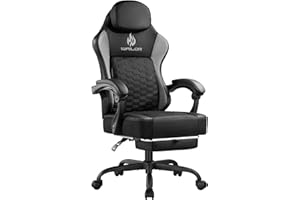 WAILOR Gaming Chair with Pocket Spring Cushion, Video Game Computer Chair with Footrest for Adults, High Back Gamer Leather Chair with Headrest and Lumbar Support for Office Gaming 300LBS