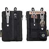 VIPERADE VE18N-M EDC Pouch, Pocket Wallet with 3 EDC Slots+2 Zipper Pockets, 1 Large Pocket for Notebook or Cellphone, Slim EDC Pocket Organizer for Men (Black)