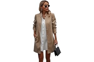 Famulily Women Fall Wool Coat Casual Blazers Outerwear Fleece Snap Buttons Cardigan with Pockets