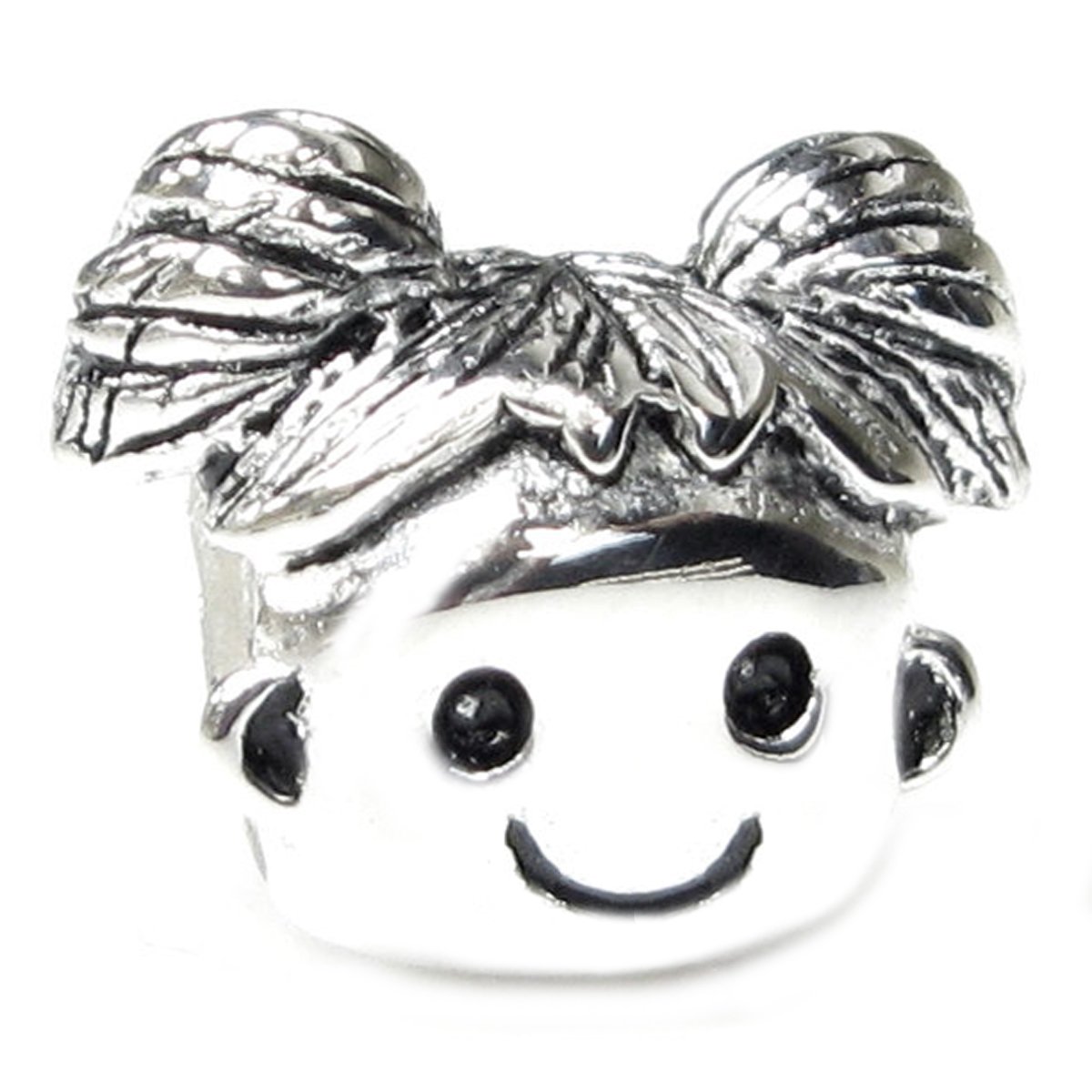 Queenberry Sterling Silver Girl Family European Style Bead Charm