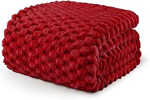 Exclusivo Mezcla King Size Soft Fleece Blanket, 90x104 Inches 3D Clouds Stylish Jacquard Velvet Blanket for Bed, Cozy Soft Lightweight for All Season, Deep Red Blanket