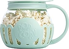 Ecolution Patented Micro-Pop Microwave Popcorn Popper with Temperature Safe Glass, 3-in-1 Lid Measures Kernels and Melts Butt